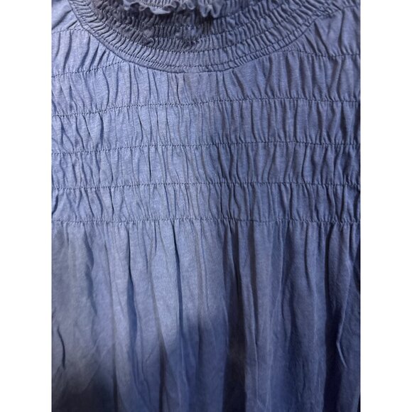 Sundance Womens Blue Smocked Long Sleeve Top XL Cotton - Picture 3 of 5